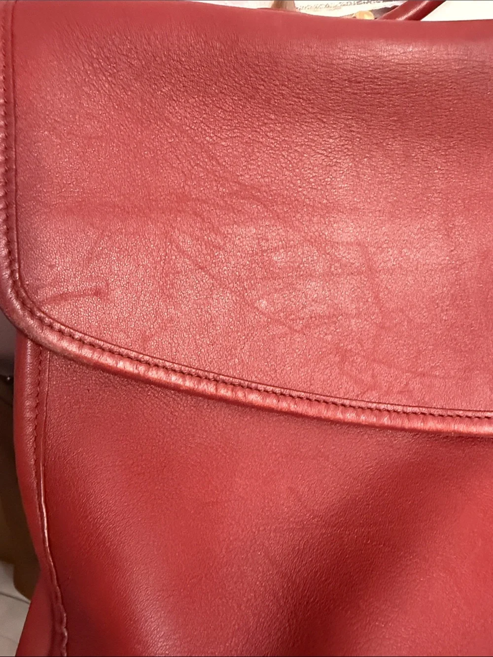 Coach Red Leather Briefcase with Gold-Tone Turn Lock